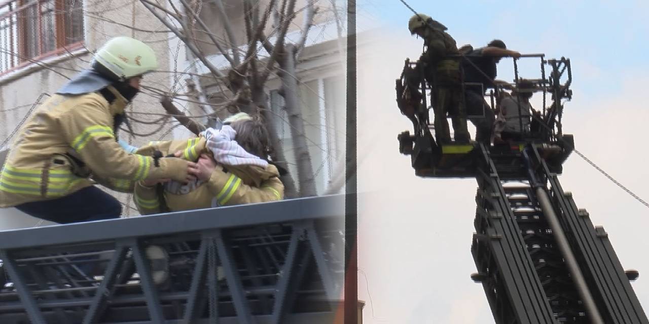 Yangında mahsur kalan vatandaşlar kurtarıldı