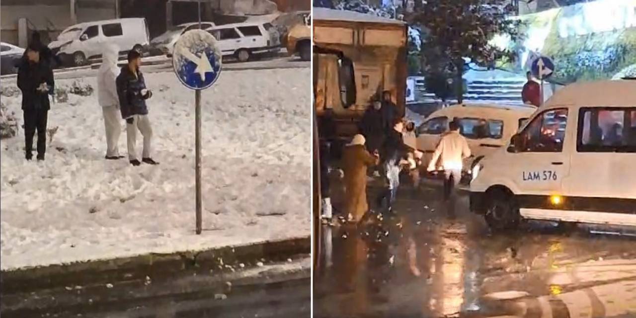 Minibüs şoförü kartopu fırlatan gence tokat attı
