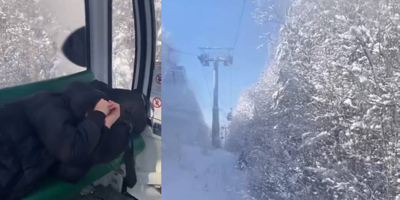 Teleferikte mahsur kalan tatilciler kurtarıldı