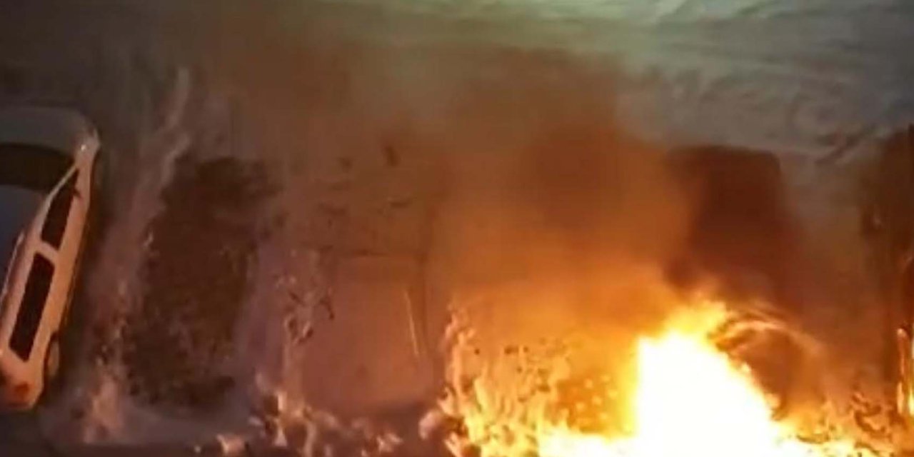 Park halindeki otomobil alev topuna döndü