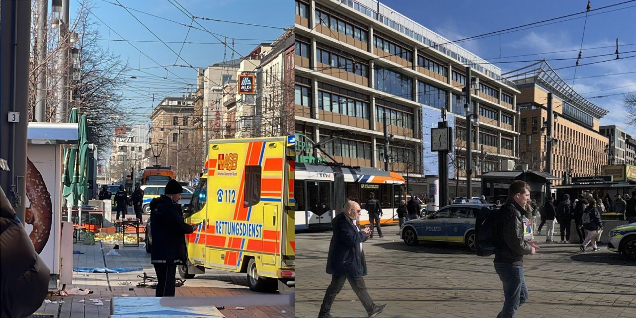 Almanya'nın Mannheim kentinde araç kalabalığın arasına daldı