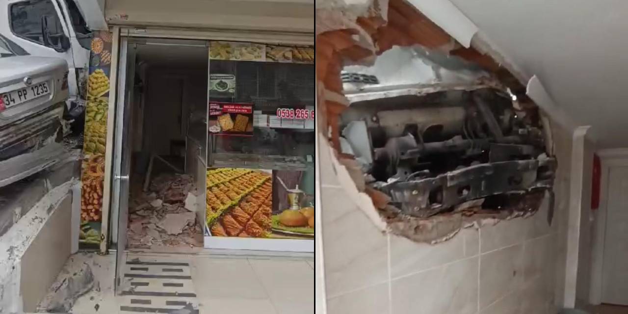 Yokuş aşağı kayan kamyon baklavacıya girdi