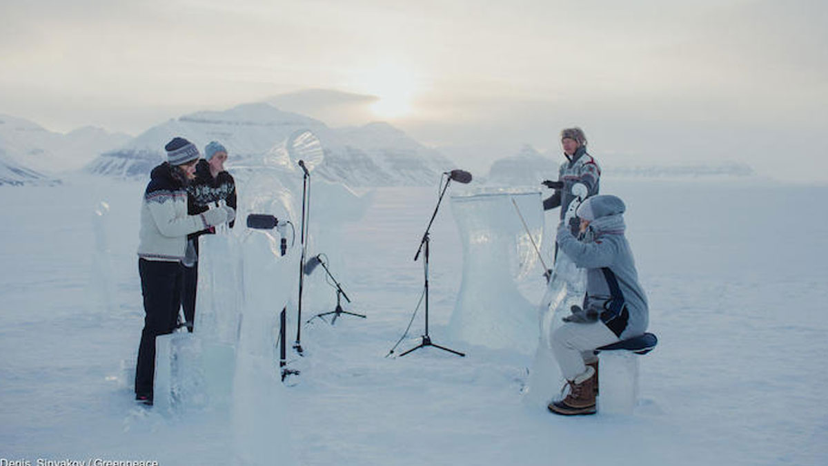 Greenpeace'in 'Okyanusları Koru' kampanyası için Kuzey Kutbu'nda konser verildi