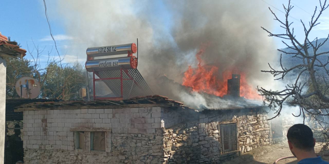 Aydın'da müstakil ev alev alev yandı