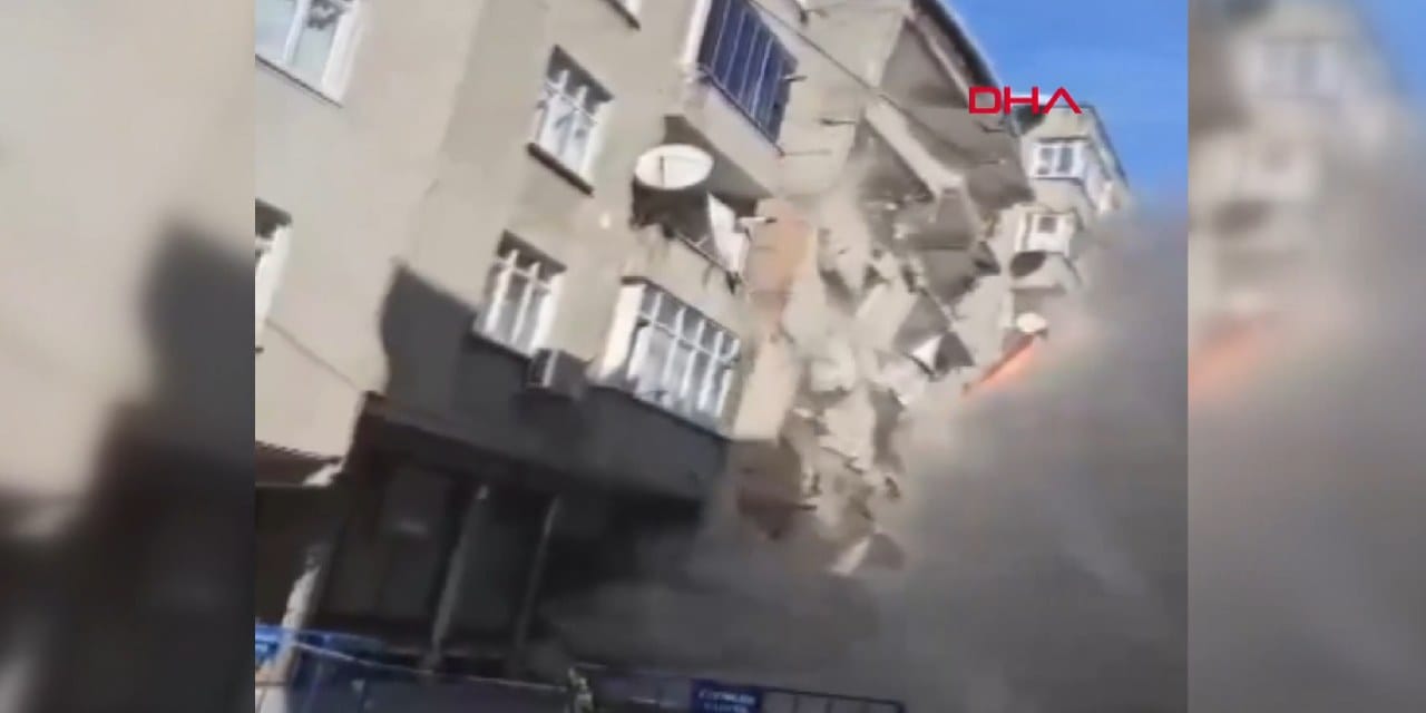 Kepçe değer değmez bina tuzla buz oldu! Yan binalar hasar alınca mühürlendi