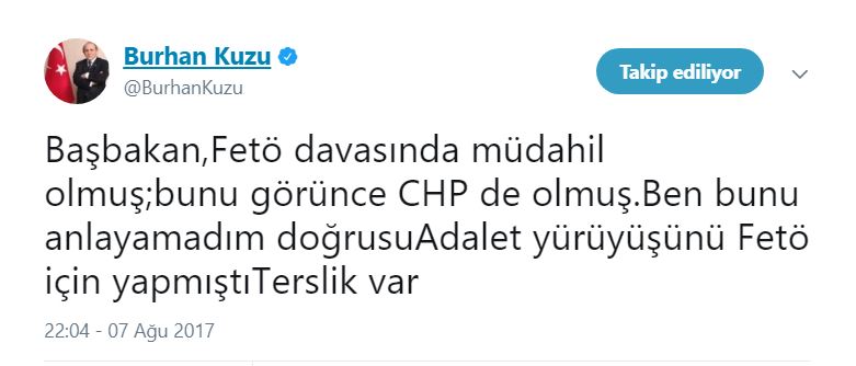 Burhan Kuzu, Akıncı Üssü davasına CHP'nin Başbakan'dan sonra müdahil olduğunu zannetti!