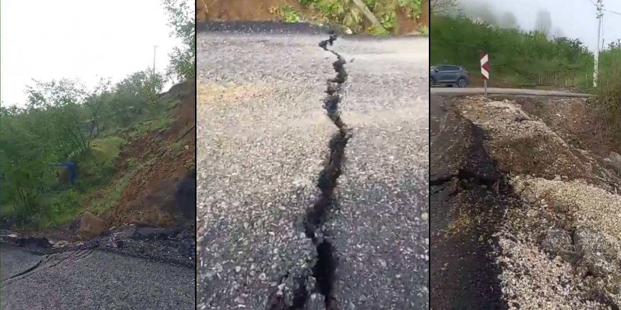 İlçeleri bağlayan yol çöktü