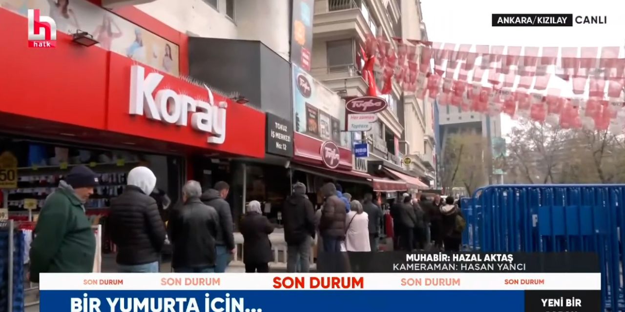 Ankara'nın göbeğinde... Yağmur altında metrelerce ucuz yumurta kuyruğu
