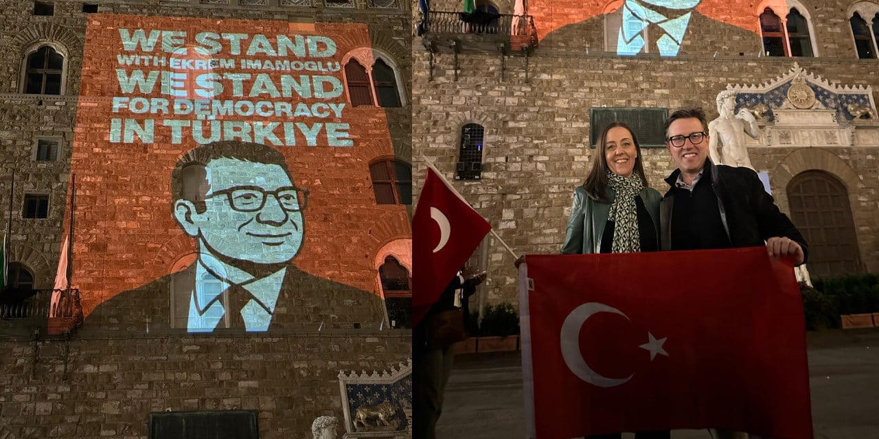 İtalya'nın kalbine İmamoğlu için demokrasi ışığı tutuldu