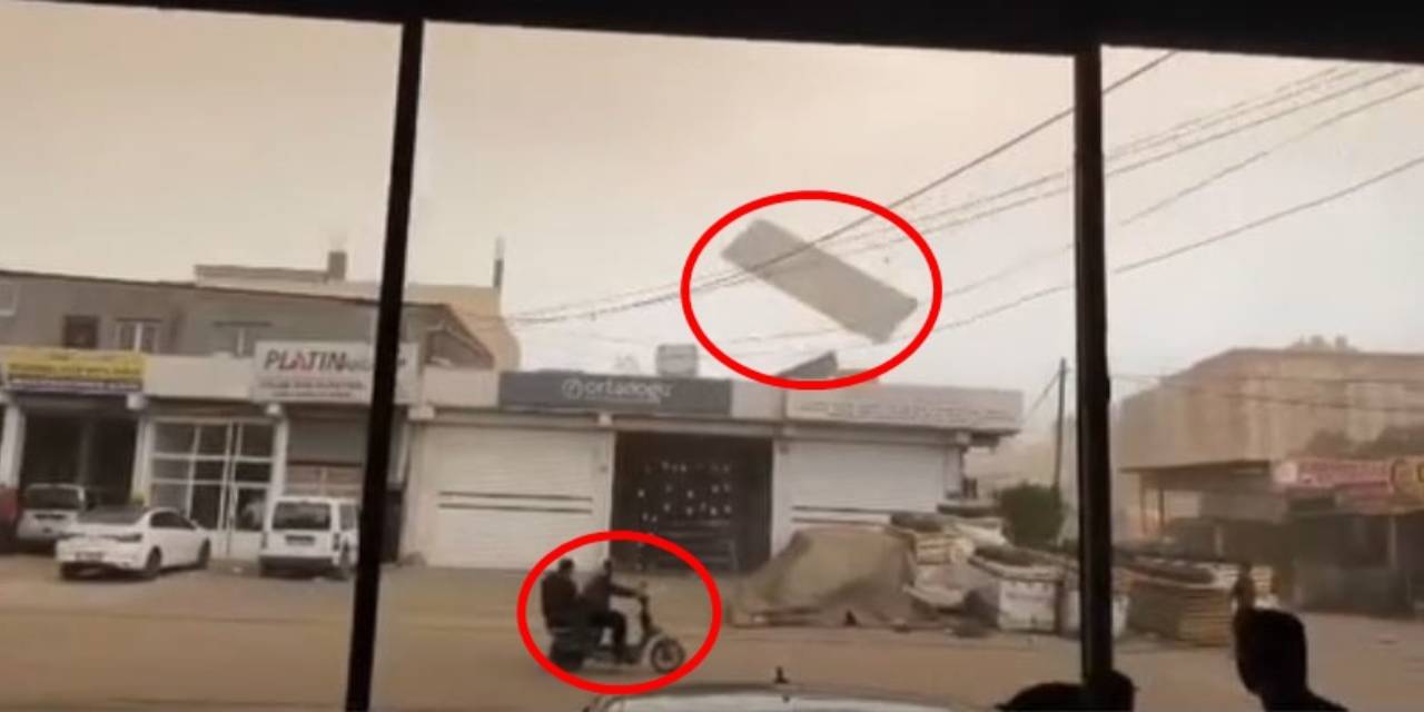 Fırtına motosikletli çiftin hayatını korkutucu bir olayla tehdit etti