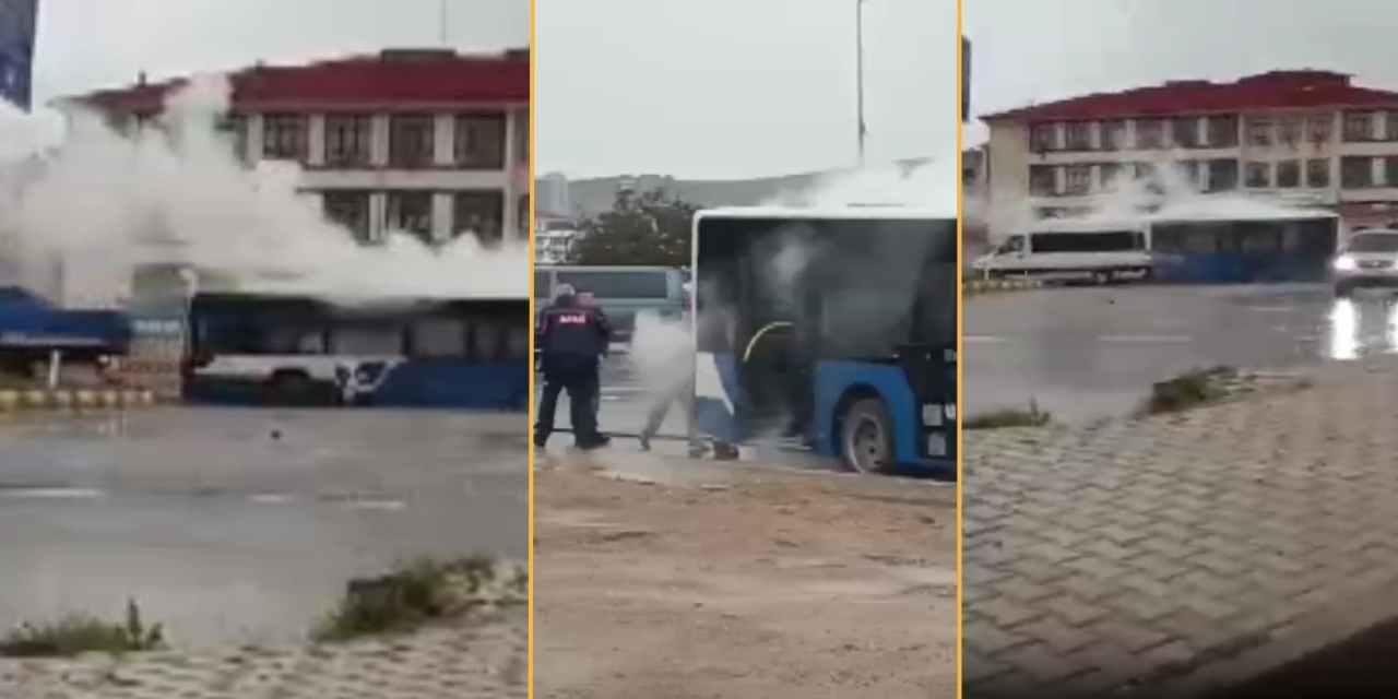 Elazığ’da belediye otobüsü seyir halindeyken alev aldı