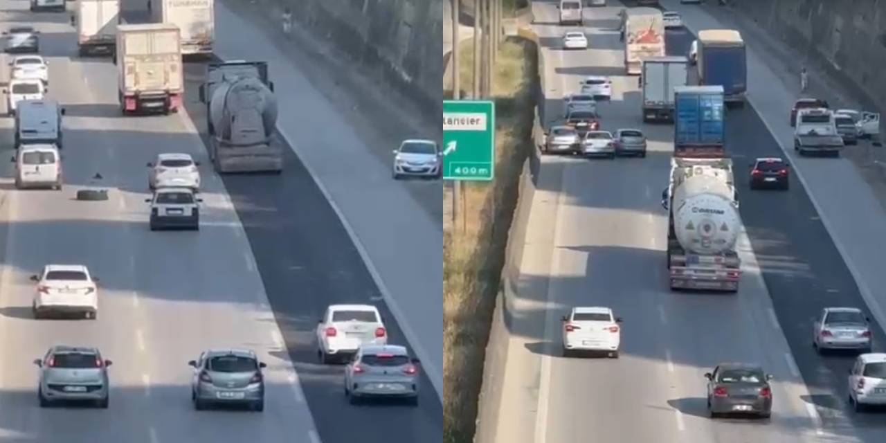 TIR lastiği trafiği birbirine kattı