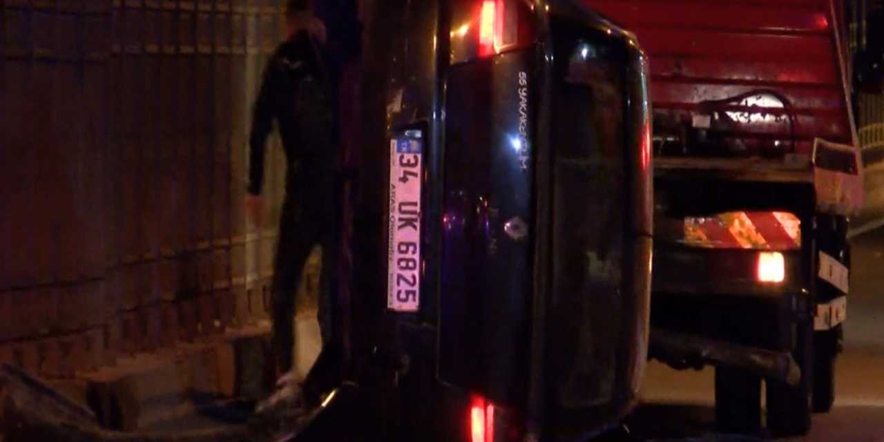 Kartal'da otomobil kaldırıma çarpıp devrildi: 1 ölü