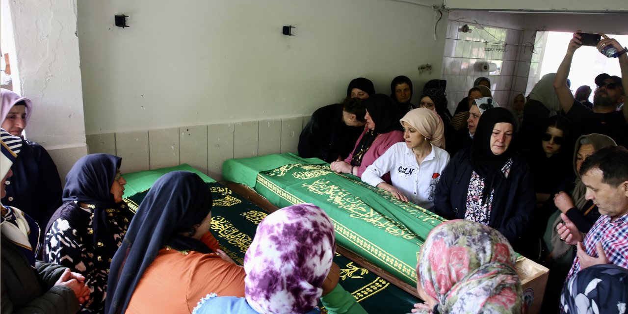 Göz yaşları sel oldu: Kız kardeşler toprağa verildi