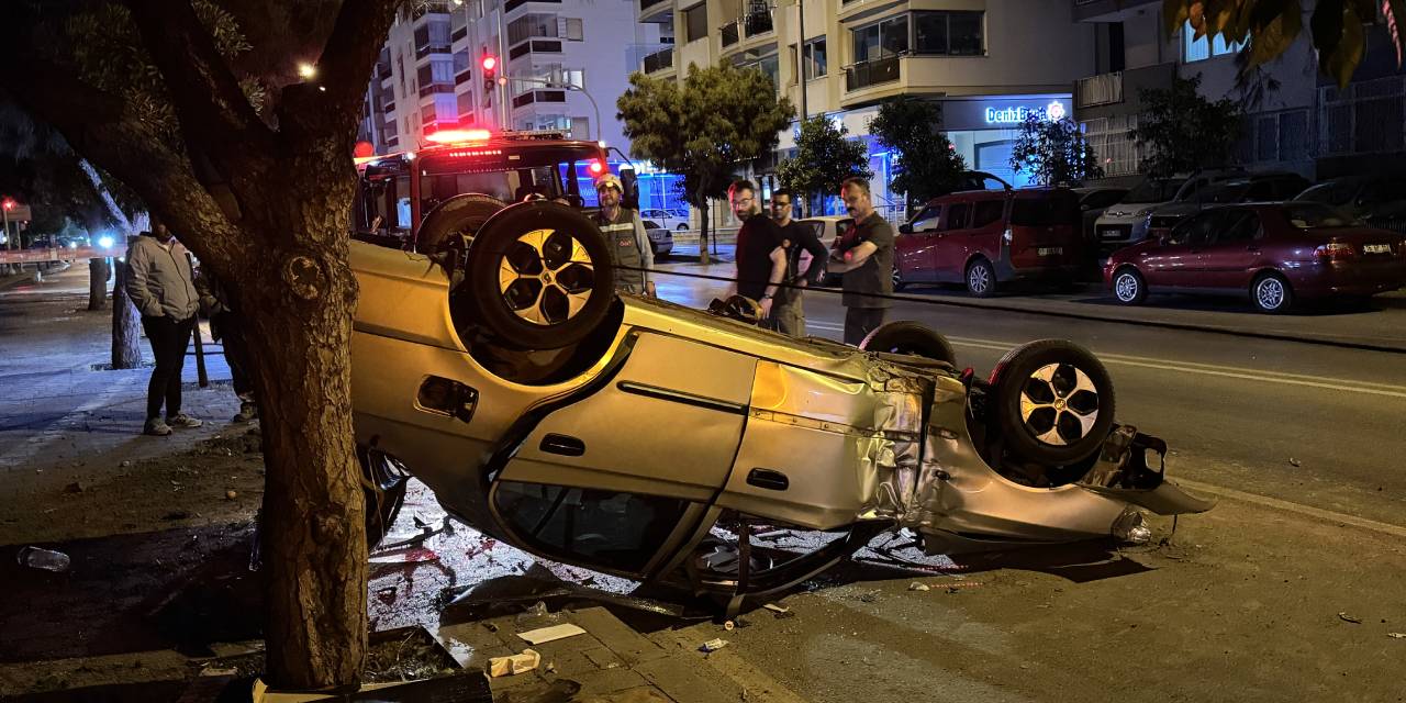 İzmir'de kaza: Sürücü takla atan araçta sıkıştı