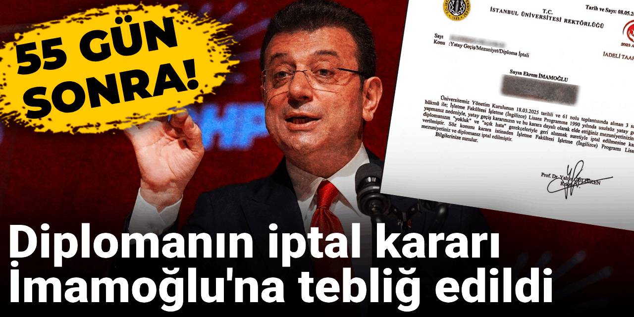 Son Dakika | Ekrem İmamoğlu'na diploma iptali tebligatı
