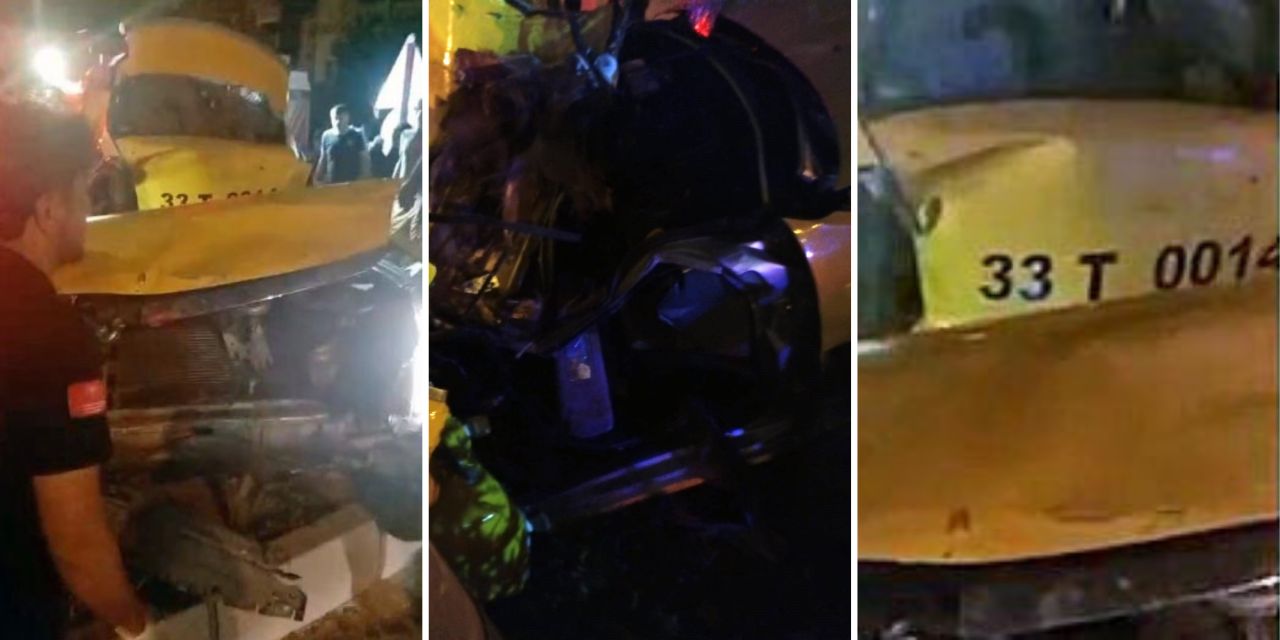 Taksinin hurdaya döndüğü feci kazada iki ölü