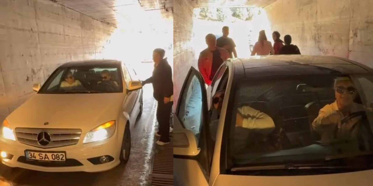 Yol verme tartışmasında inat edip trafiği kilitledi