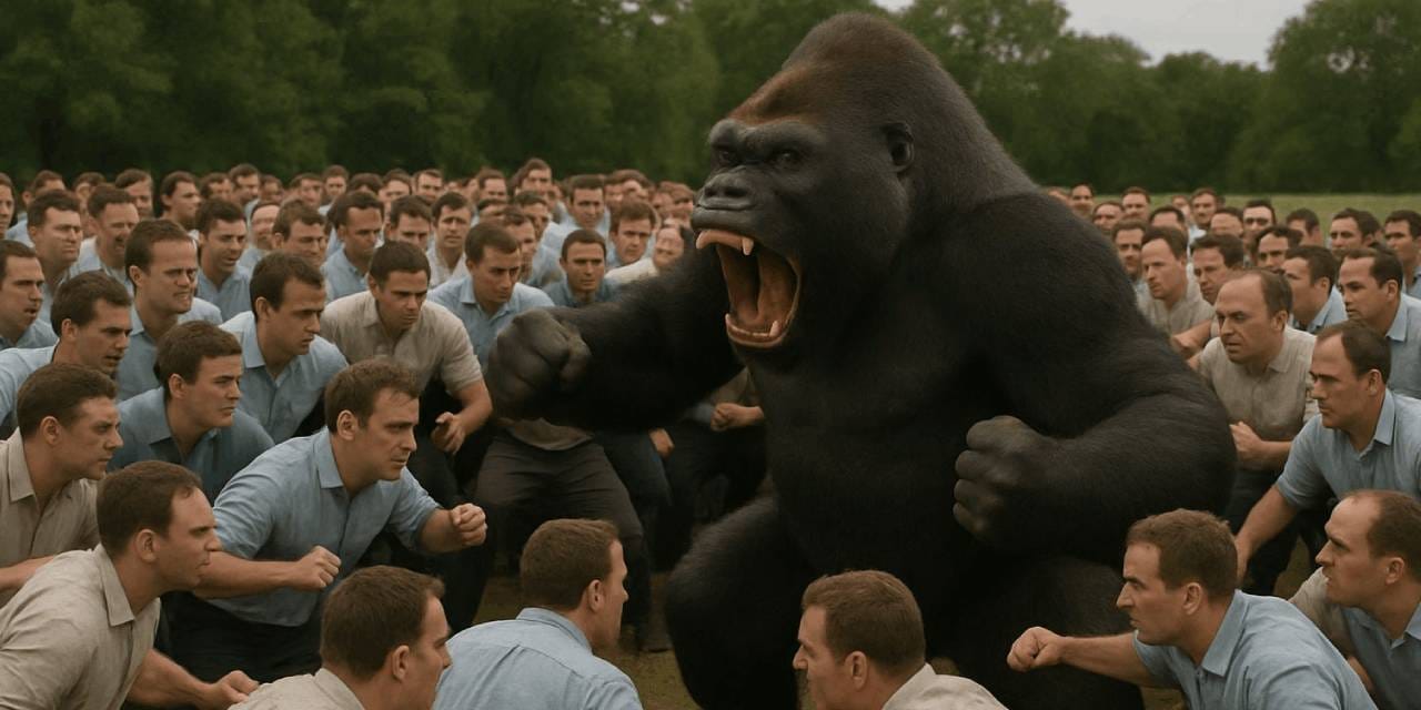 100 insan ile 1 goril karşı karşıya gelse kim alır? Yapay zeka cevapladı