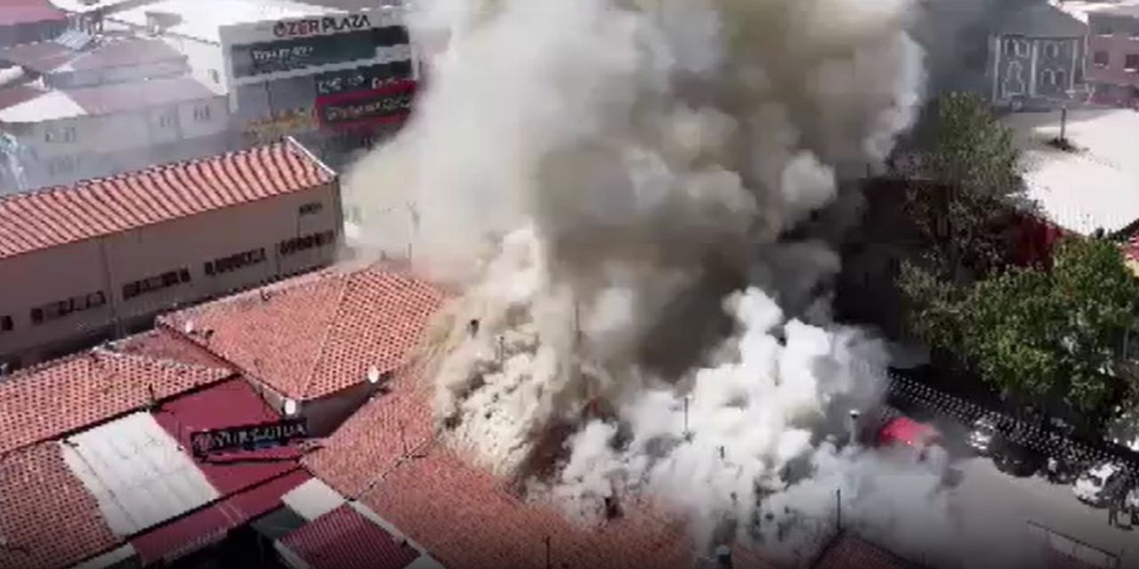 TOMA ve havalimanı itfaiyesi müdahale etti: 20 dükkan zarar gördü