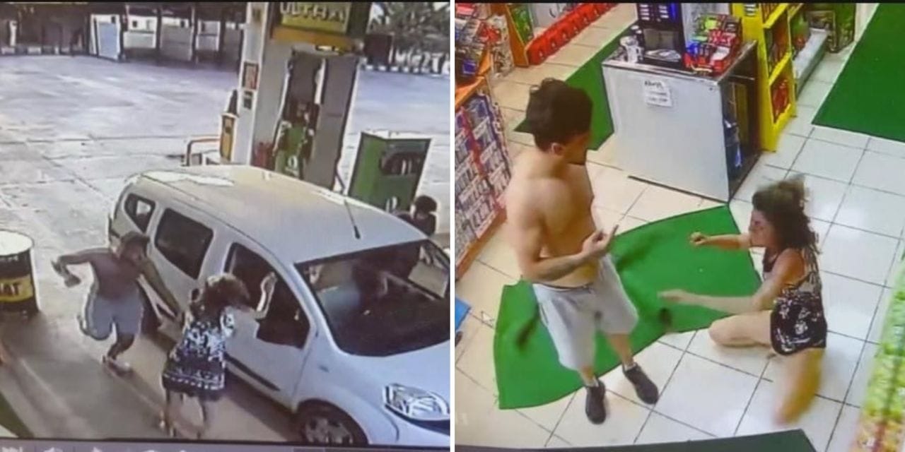 Akaryakıt istasyonunda dehşet anları: Yumruk ve tekmeyle saldırdı