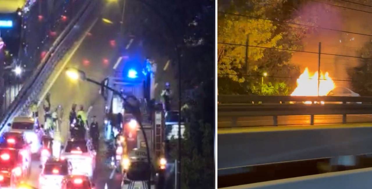 Şişli'de seyir halindeki otomobil alev alev yandı