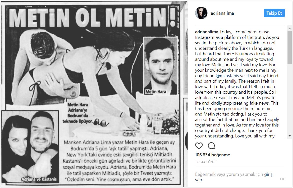Adriana Lima, "eski sevgilisi Miltiadis Kastanis ile buluştu" haberlerine isyan etti