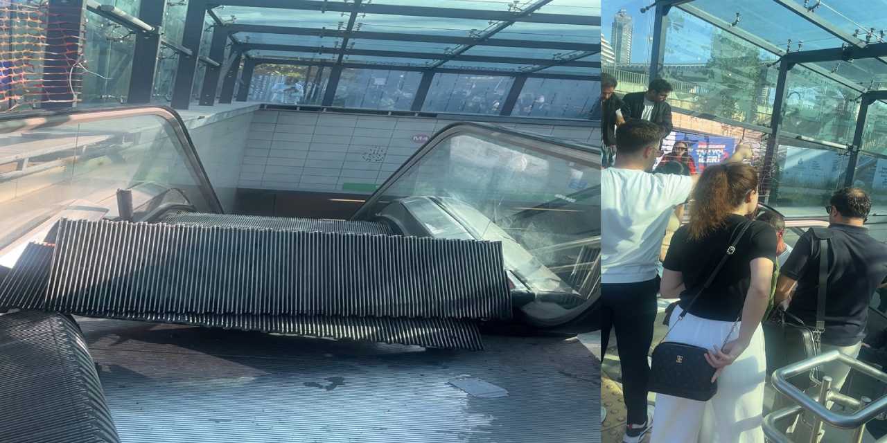 Ünalan metrosunda yürüyen merdiven kırıldı