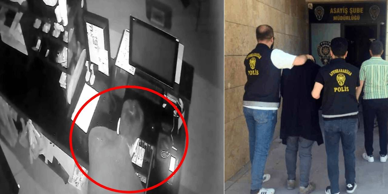 Sabıkalı hırsızın kameralara yakalanan ilginç yöntemi