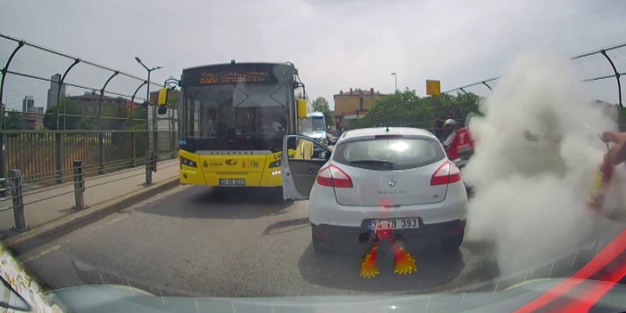 Bıçaklı saldırıya yangın tüpüyle karşılık verdi
