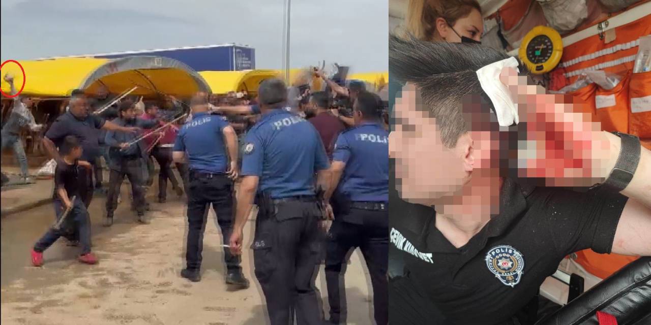 Kurban pazarında polise taşlı sopalı saldırı