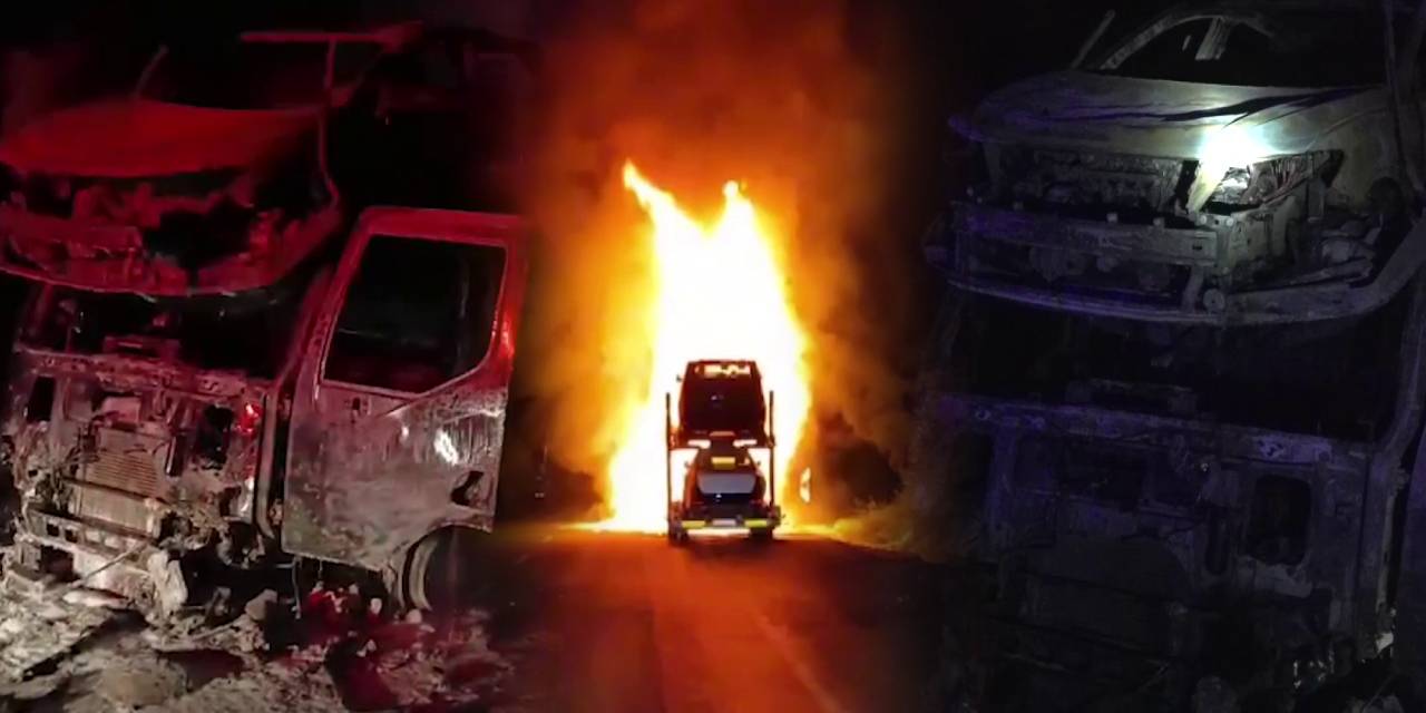 Tır alev aldı, 8 otomobil kül oldu