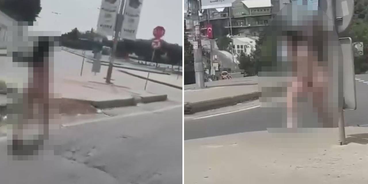 Caddede çırılçıplak yürüyen kadın hastaneye kaldırıldı