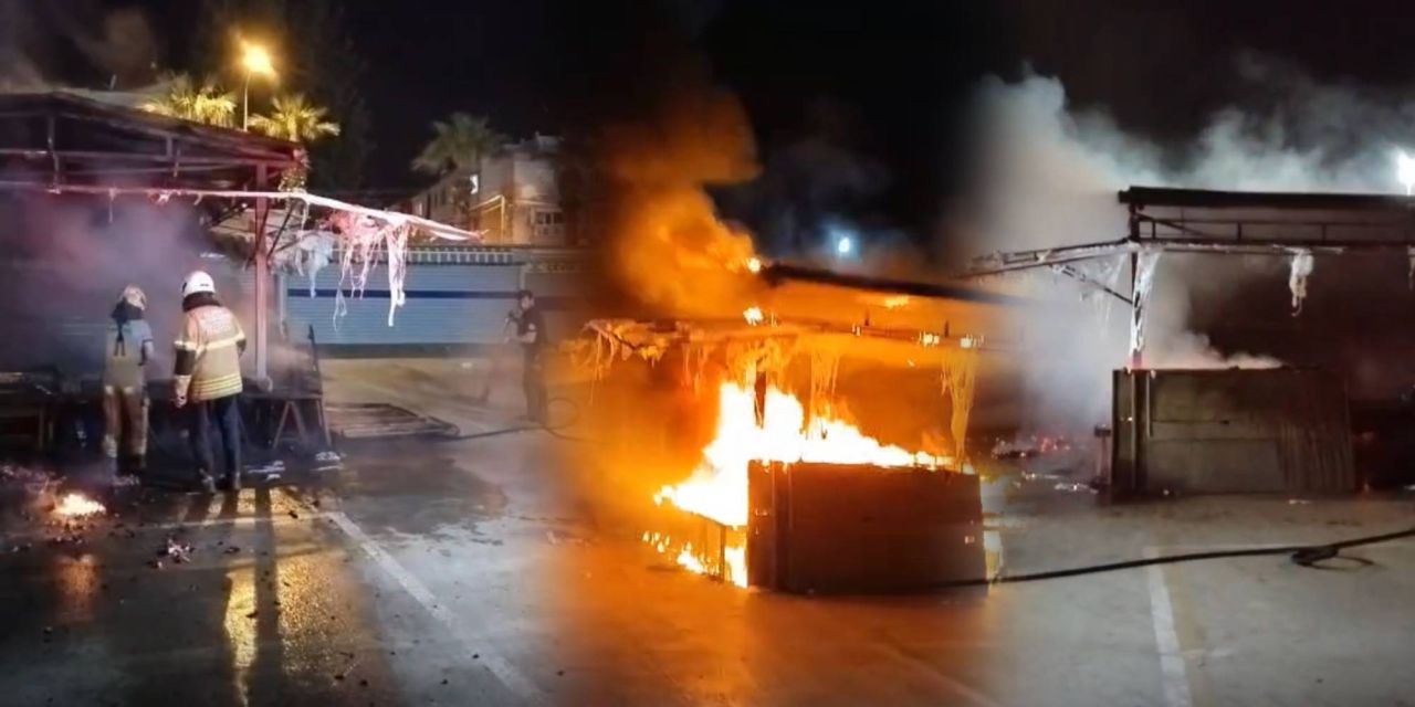 Buca'da gece yarısı yangın paniği: Sebze-meyve tezgahı alev alev yandı