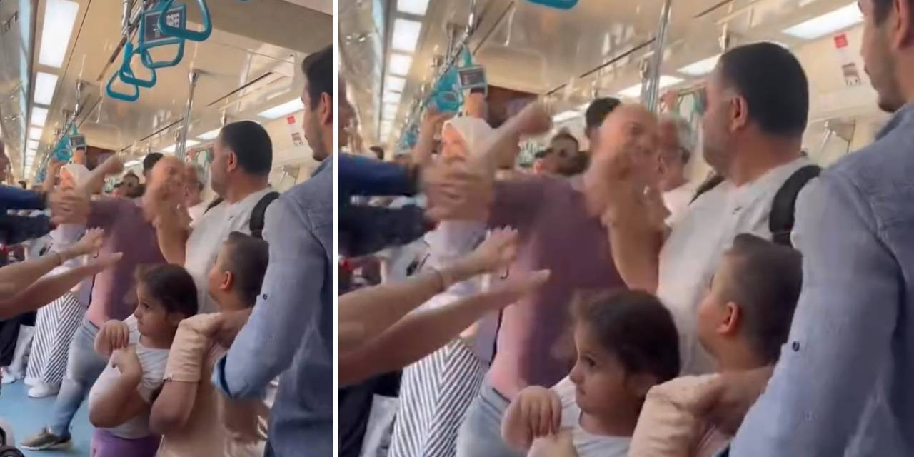 Marmaray'da çocuklarının yanında darbedildi