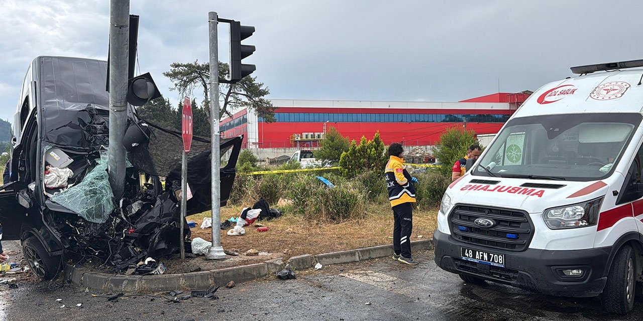 Sinyalizasyon direğine çarpan hafif ticari aracın sürücüsü öldü