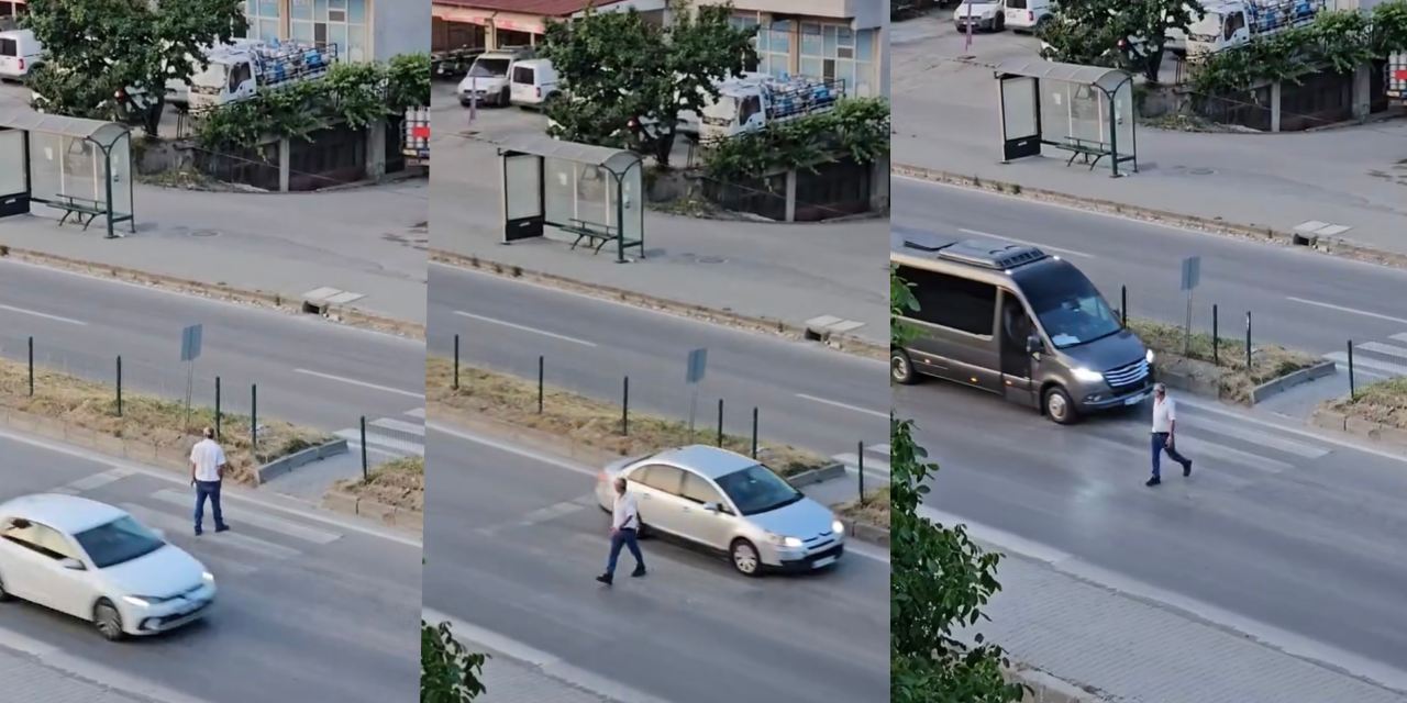 Yaya geçidinde şoke eden hareketler: Ne geçiyor ne gidiyor!