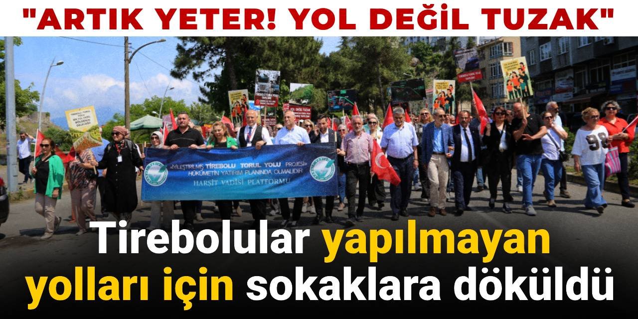 Tirebolular yapılmayan yolları için sokaklara döküldü
