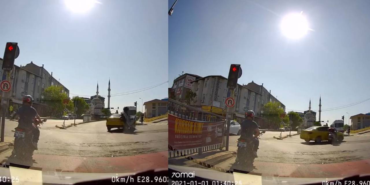 Şişli’de tehlikeli dönüş: Motosiklet sürücüsü yere savruldu