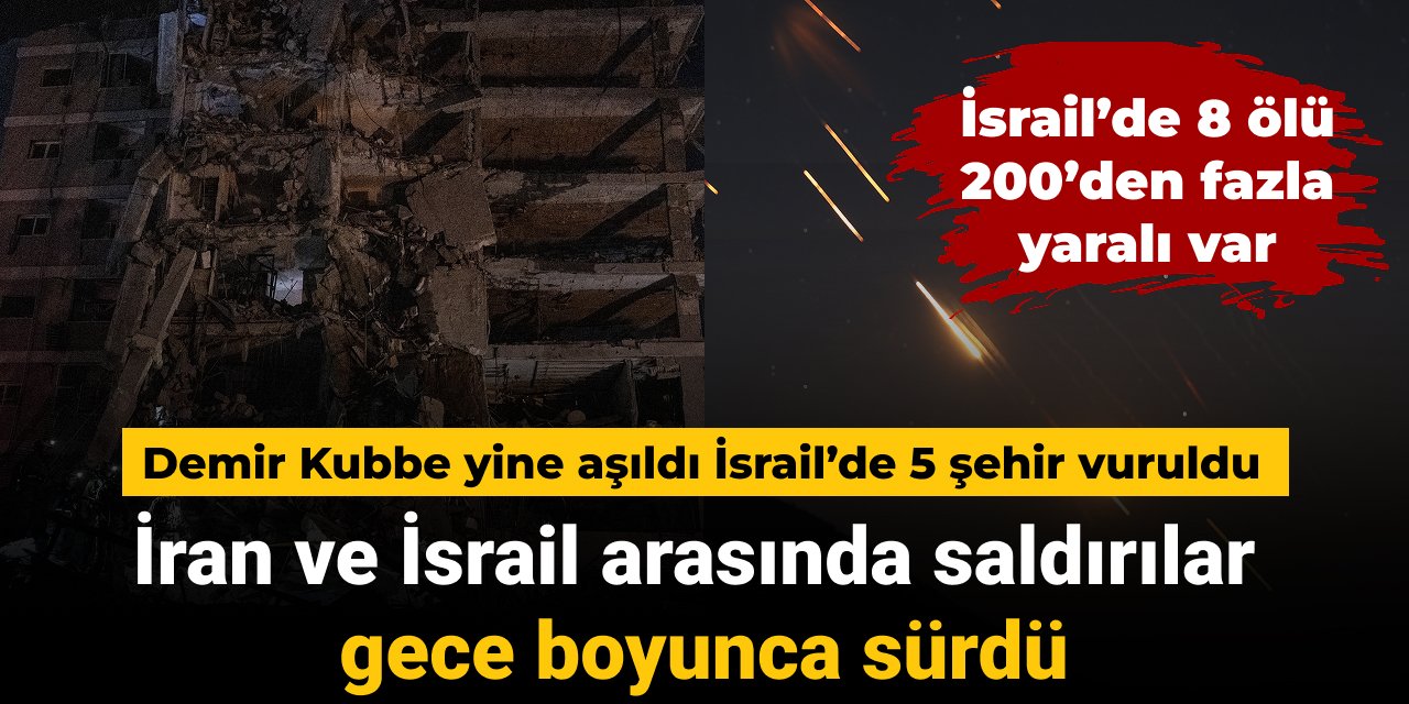 İsrail ve İran arasındaki saldırılar gece boyunca sürdü: İsrail'de 5 kent vuruldu, 8 kişi öldü 200 kişi yaralandı