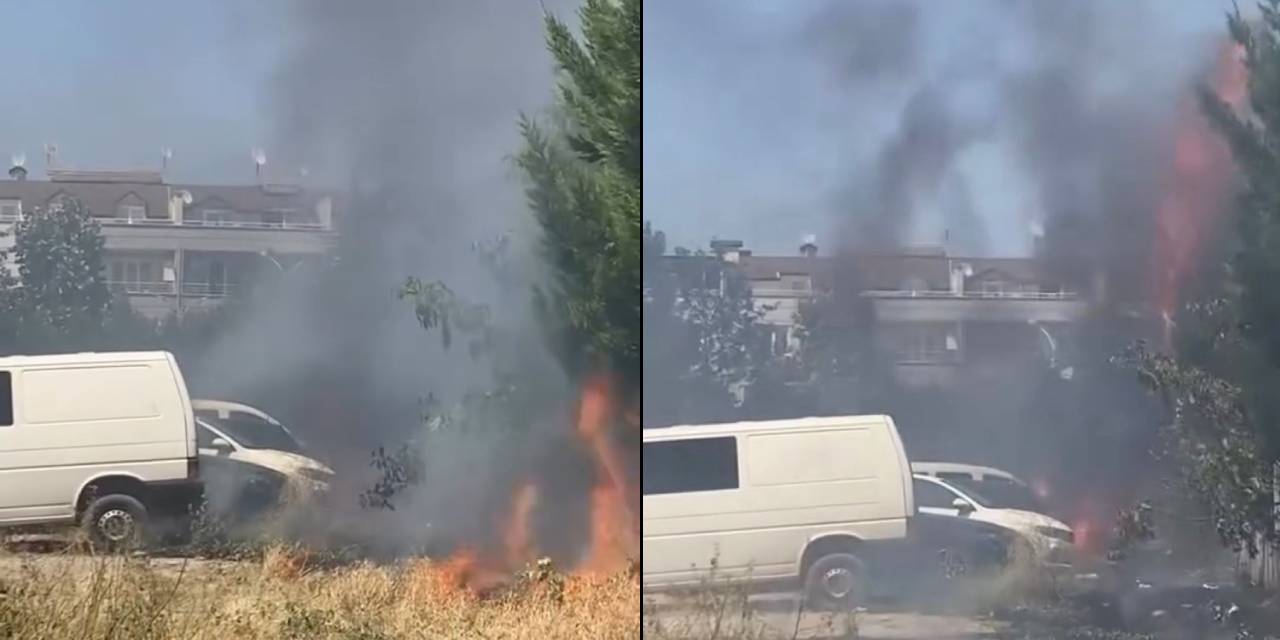 Otlukta başlayan yangın araçları küle çevirdi
