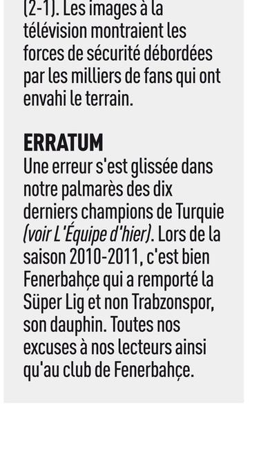 L'Equipe gazetesi o hata için Fenerbahçe'den özür diledi!