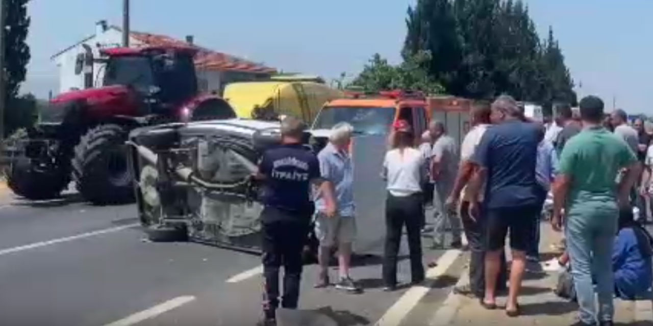 Araca çarpıp takla attılar: İtfaiye zor kurtardı