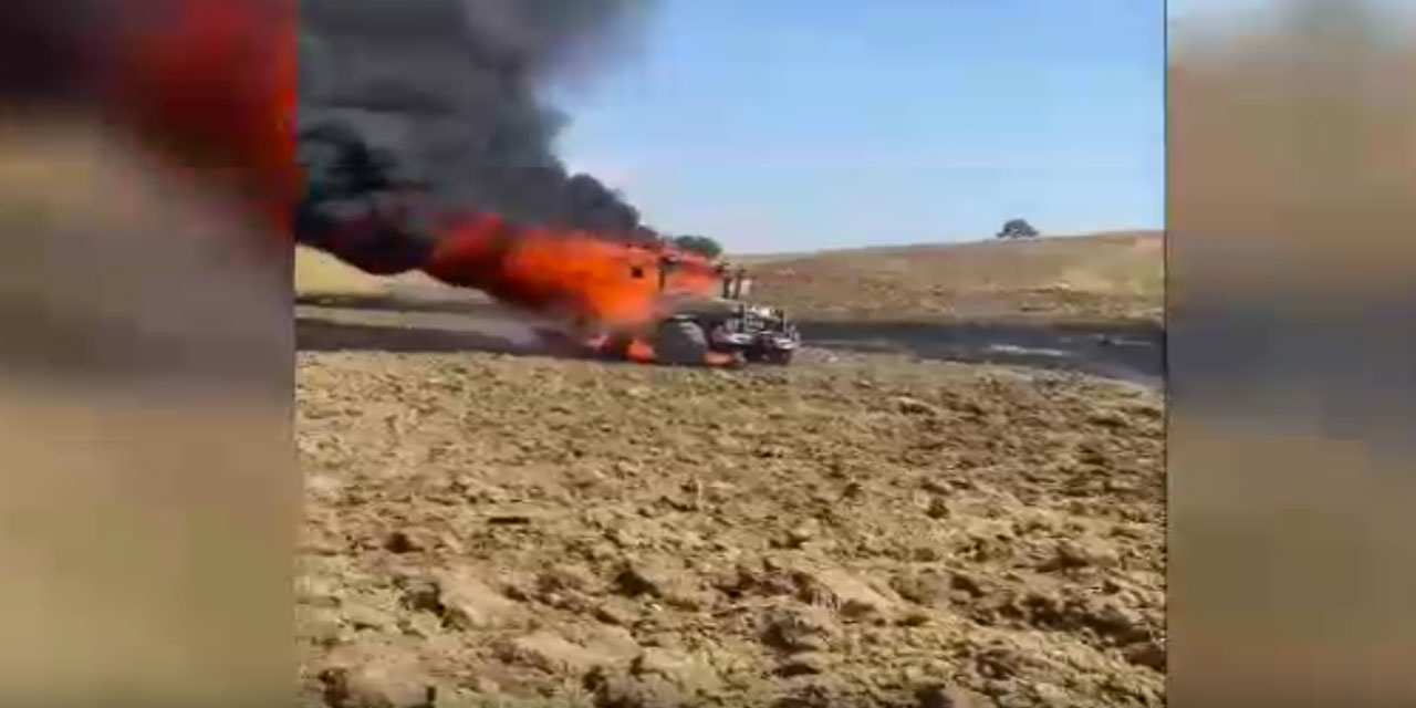 Adana'da traktör cayır cayır yandı