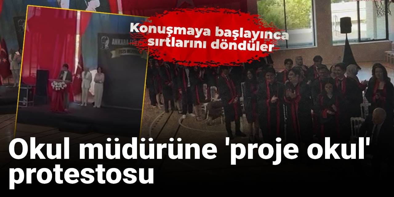 Okul müdürüne 'proje okul' protestosu: Konuşmaya başlayınca sırtlarını döndüler