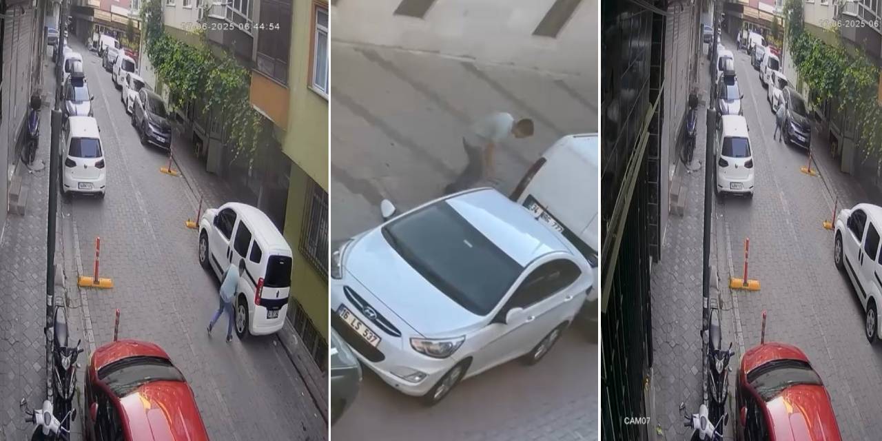 Eline bıçak alıp rastgele araçların lastiğini patlattı