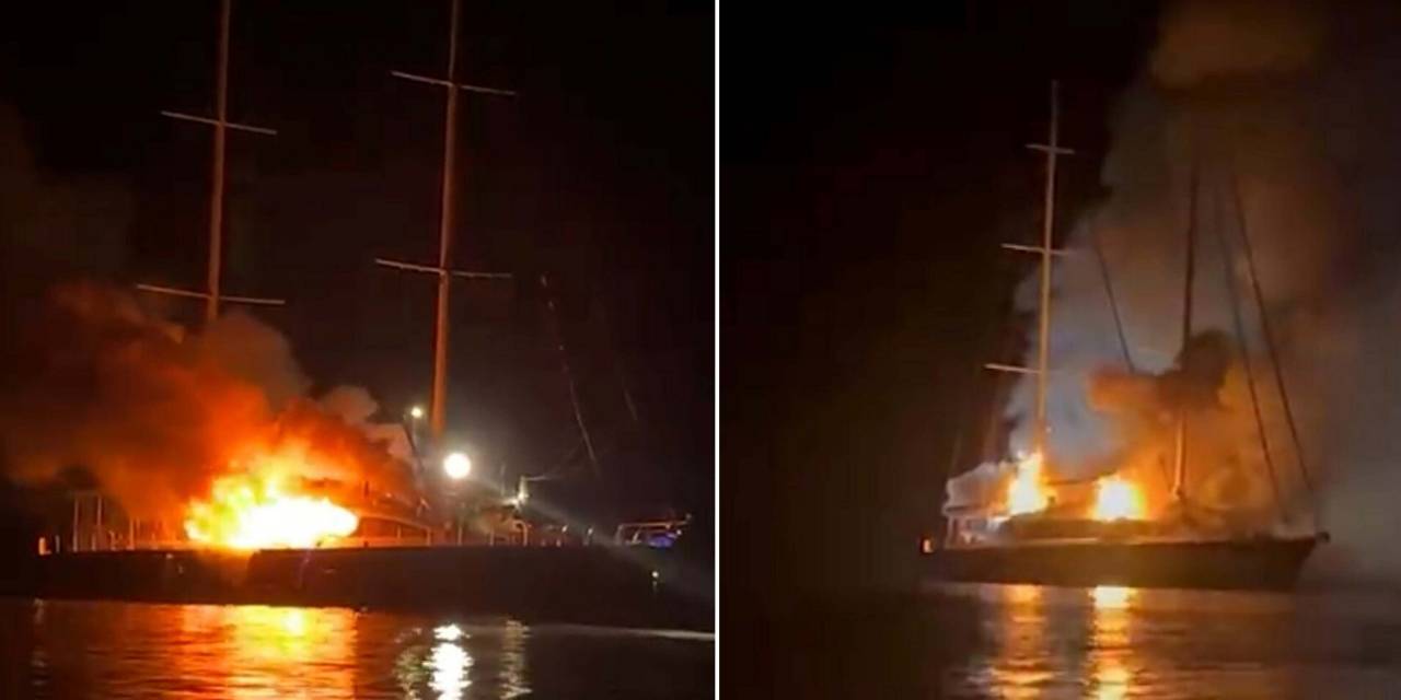 Muğla’da marinada yangın! Tekne alevlere teslim oldu