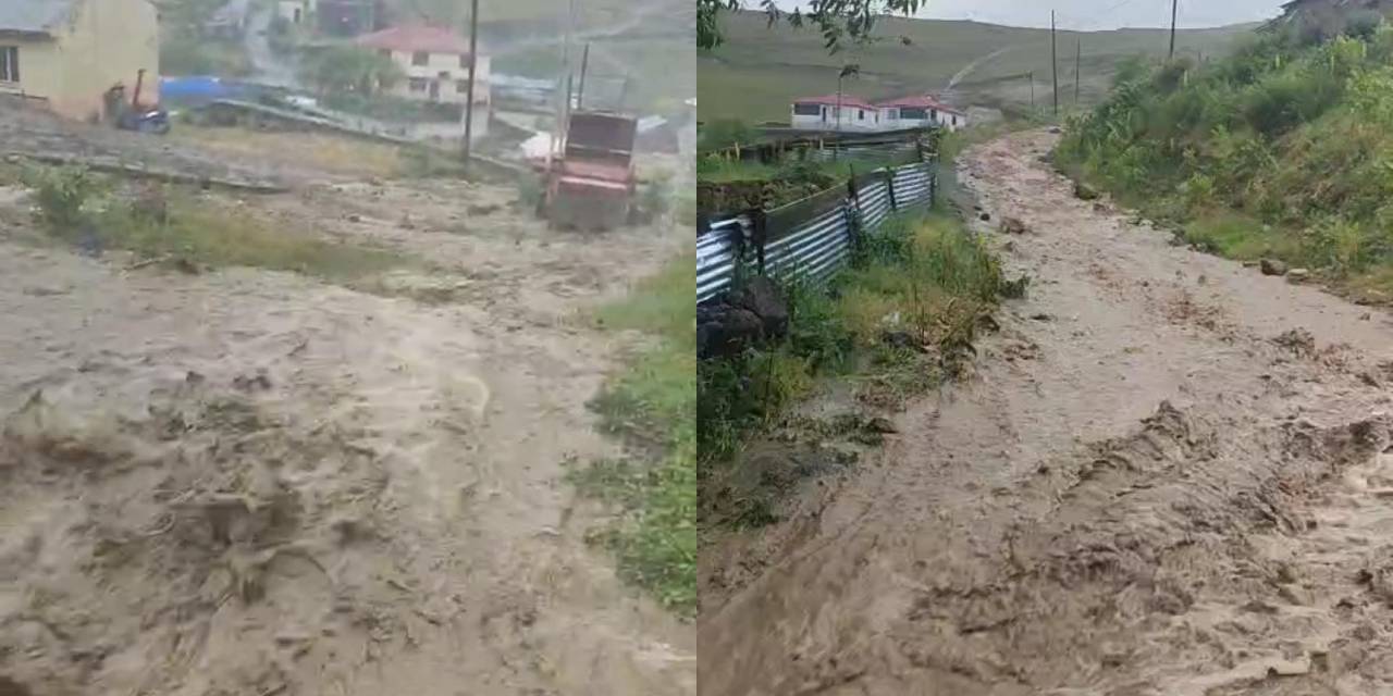 Yağmur aralıksız yağınca köyü su bastı