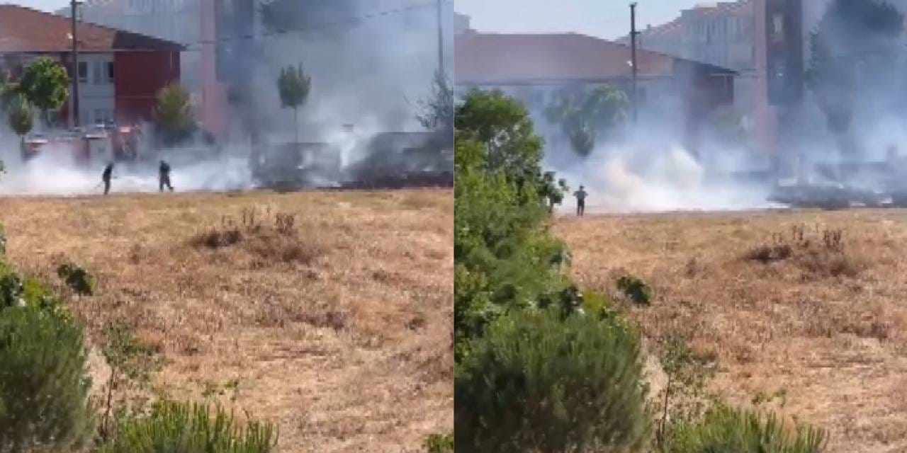 Çocukların attığı torpil otluk alanı kül etti