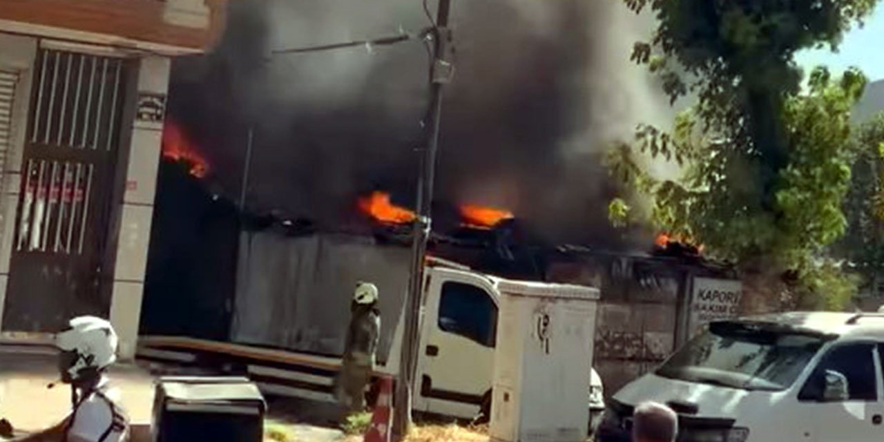 Otomobil boya atölyesi yandı